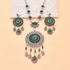 N-8170 Bohemian Turquoise Tassel Necklace Earring Set for Women Girls Party Jewelry