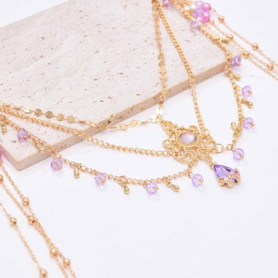 F-1094 Red Crystal Beads Long Tassels Chinese Bridal Hair Accessories Zircon Headwear Women's Party Jewelry Gifts