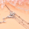 F-1106 Fashion Silver Long Chain Tassel Pearl Beads Butterfly Head Chain Hairband