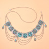 N-8172 Fashionable Bohemian Style Charm Alloy Blue Crystal Body Waist Chain Women's Party Jewelry Gift