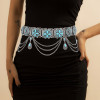 N-8172 Fashionable Bohemian Style Charm Alloy Blue Crystal Body Waist Chain Women's Party Jewelry Gift