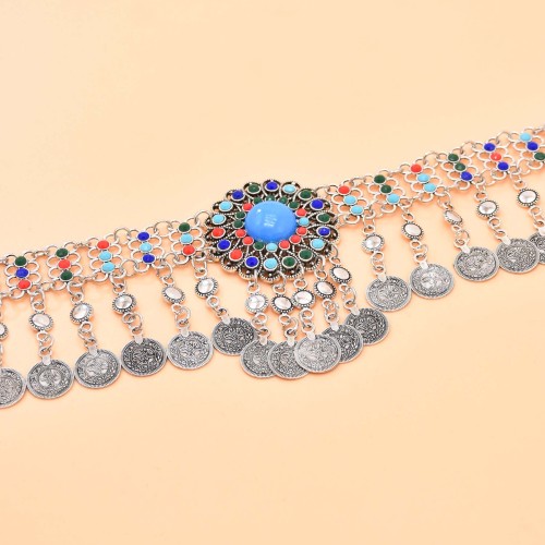 N-8176 Colorful Rhinestone Gypsy Ethnic Waist Chain Body Jewelry