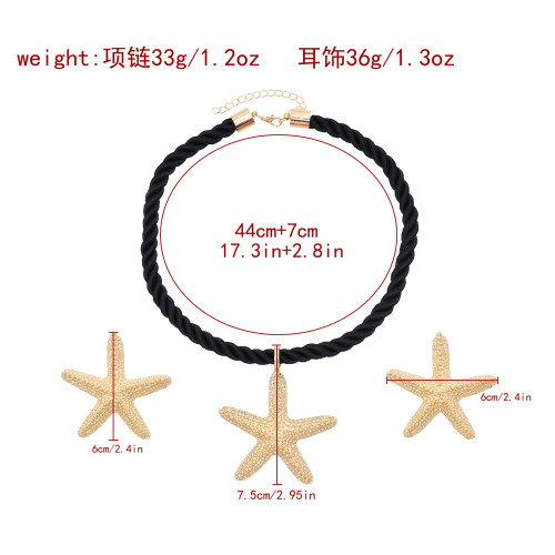 E-6624 N-8179 Handmade Rope Necklace Five-pointed Star Earrings Women Jewelry Sets Elegant Weddings Necklace Sets
