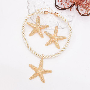 E-6624 N-8179 Handmade Rope Necklace Five-pointed Star Earrings Women Jewelry Sets Elegant Weddings Necklace Sets