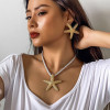 E-6624 N-8179 Handmade Rope Necklace Five-pointed Star Earrings Women Jewelry Sets Elegant Weddings Necklace Sets
