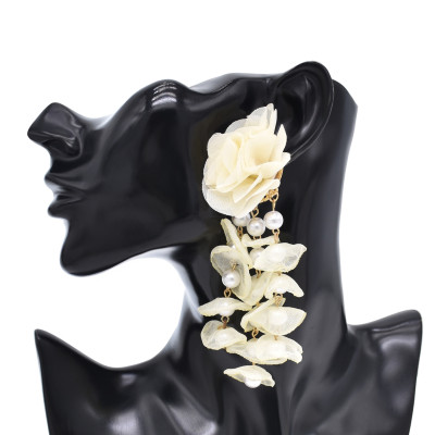 E-6625 Bohemian Style Bright Exaggerated Lace Pearl Flower Earrings Women's Party Jewelry Gifts