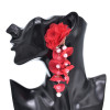 E-6625 Bohemian Style Bright Exaggerated Lace Pearl Flower Earrings Women's Party Jewelry Gifts