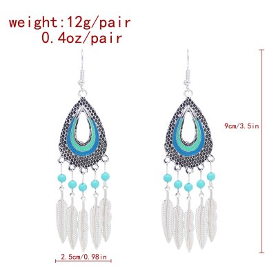 E-6627 Alloy Leaves Women Drop Earrings Bohemian Ethnic Statement Earrings