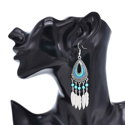 E-6627 Alloy Leaves Women Drop Earrings Bohemian Ethnic Statement Earrings