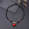 N-8181 Handmade Rope Woven Turquoise Pendant Necklace Bohemian Traditional Clothing Choker Jewelry