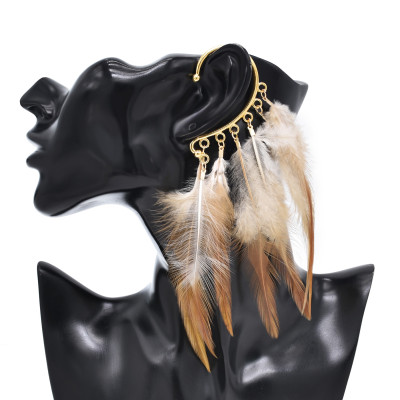 E-6629 Oversized Colorful Feather Earrings Indian Charm Exaggerated Earrings Women's Party Jewelry Gifts