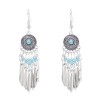 E-6632 Bohemian Ethnic Long Tassel Dangle Earrings for Women Red Blue Beads Earrings