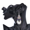 E-6632 Fashion Ethnic Silver Alloy Red Green Colorful Acrylic Beads Silver Leaf Tassel Dangle Earrings