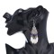 E-6632 Fashion Ethnic Silver Alloy Red Green Colorful Acrylic Beads Silver Leaf Tassel Dangle Earrings