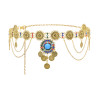 N-8174 Fashion Ethnic Coin Tassel Green Turquoise Acrylic Bead Women Body Chain Belly Chain