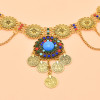 N-8174 Fashion Ethnic Coin Tassel Green Turquoise Acrylic Bead Women Body Chain Belly Chain