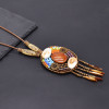 N-8187 Retro Bohemian Ethnic Style Rice Pearl Shell Ceramic Pendant Tassel Necklace Women's Party Tourism Jewelry