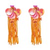 E-6635 3 Colors Butterfly Flower Beads Long Earrings for Women