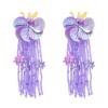 E-6635 3 Colors Butterfly Flower Beads Long Earrings for Women