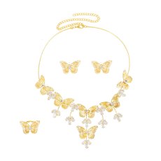 N-8189 Butterfly Women Jewelry Sets Golden Charms Weddings 3 PC Jewelry Sets
