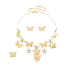 N-8192 Butterfly Women Jewelry Sets Flower Rhinestones Tassel Golden Charms Weddings  3 PC Jewelry Sets