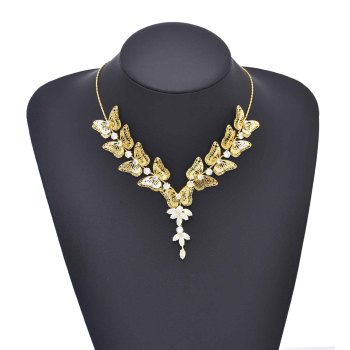 N-8192 Butterfly Women Jewelry Sets Flower Rhinestones Tassel Golden Charms Weddings  3 PC Jewelry Sets
