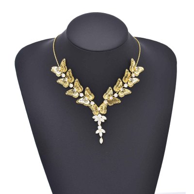 N-8192 Butterfly Women Jewelry Sets Flower Rhinestones Tassel Golden Charms Weddings  3 PC Jewelry Sets