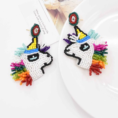 E-6637 Handmade Women Beads Earrings Colorful Statement Drop Earrings