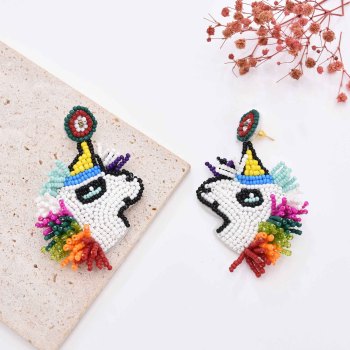 E-6637 Handmade Women Beads Earrings Colorful Statement Drop Earrings