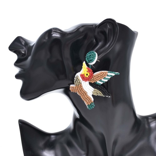 E-6636 Novel Bird Spreads Wings Flying Rice Beads Earrings Cute Girls' Ear Jewelry