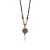 N-8196 Vintage Tibetan Ethnic Vintage Pinestone Pendant Necklace Sweater Chain