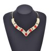 N-8198 Fashion Egypt Vintage Gold Alloy Black Red Green Crystal Necklace
