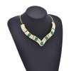 N-8198 Fashion Egypt Vintage Gold Alloy Black Red Green Crystal Necklace