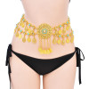 N-8201 New Gold Coins Tassel Waist Chain Body Jewelry Hollow Drop Crystal Belts for Women