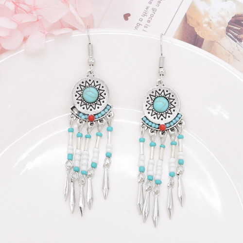 E-6640 Bohemian Ethnic Style Beads Tassel Pendant Earrings Women's Party Jewelry Gifts