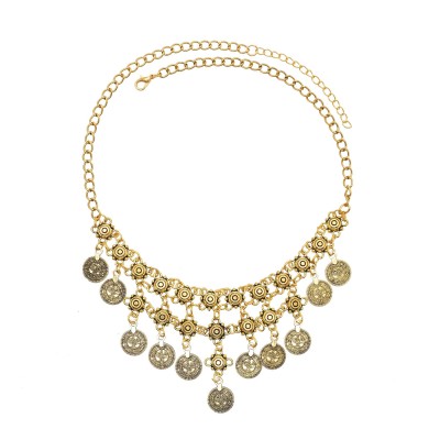 N-8204 Gypsy Afghan Coin Tassel Necklace for Women