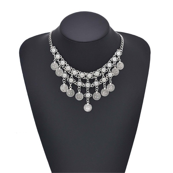 N-8204 Gypsy Afghan Coin Tassel Necklace for Women