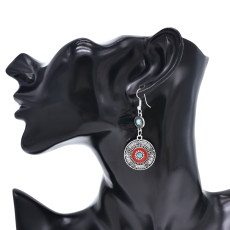 E-6641 Alloy Turquoise Coin Women Drop Earrings Vintage Bohemian Ethnic Statement Earrings