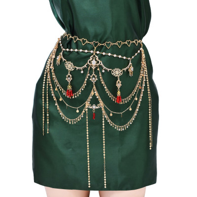 F-1120 Exquisite Bohemian Style Metal Zircon Tassel Hair Ornaments Party Wedding Women's Jewelry