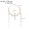 F-1122 Silver Women Headband Wedding Ethnic Tassel Rhinestones Long Hair Jewelry