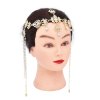 F-1122 Silver Women Headband Wedding Ethnic Tassel Rhinestones Long Hair Jewelry