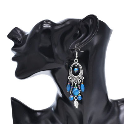 E-6643 Classic Bohemian Style Underwater Starry Sky Stone Tassel Pendant Earrings Women's Beach Party Jewelry Gifts
