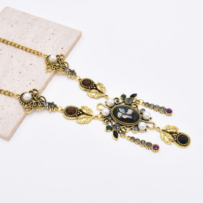 N-8207 Boho Vintage Gold Necklaces Delicate Pattern Beads Earrings and Forehead Pendants Chains Women Girls Gifts