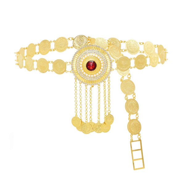 N-8209 Golden Coin Tassel Women Body Chains Bohemian Ethnic Waist Chains