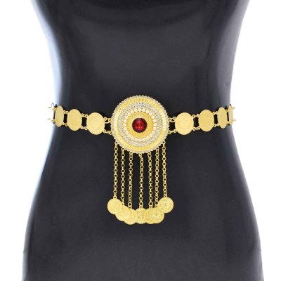 N-8209 Golden Coin Tassel Women Body Chains Bohemian Ethnic Waist Chains