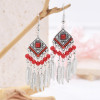 E-6644 New Bohemian Style Leaf Tassel Bead Pendant Earrings Women's Beach Party Jewelry Gifts
