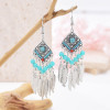 E-6644 New Bohemian Style Leaf Tassel Bead Pendant Earrings Women's Beach Party Jewelry Gifts