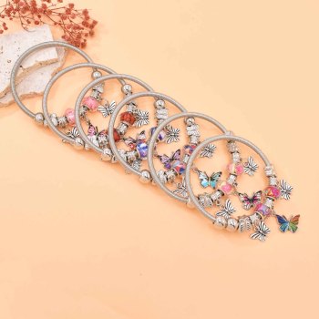 B-1281 Random Color Women Butterfly Bracelets Alloy Pendant Ethnic Charms Bracelets