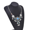 N-8210 Vintage Bohemian Turquoise Coin Tassel Headband Necklace Set Ethnic Statement Hair Jewelry for Women Girls