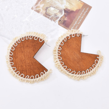 E-6647 New Bohemian Style Wooden Ear Stud Women Earrings